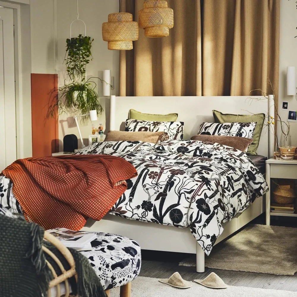 Floral Black and Brown Duvet King Set